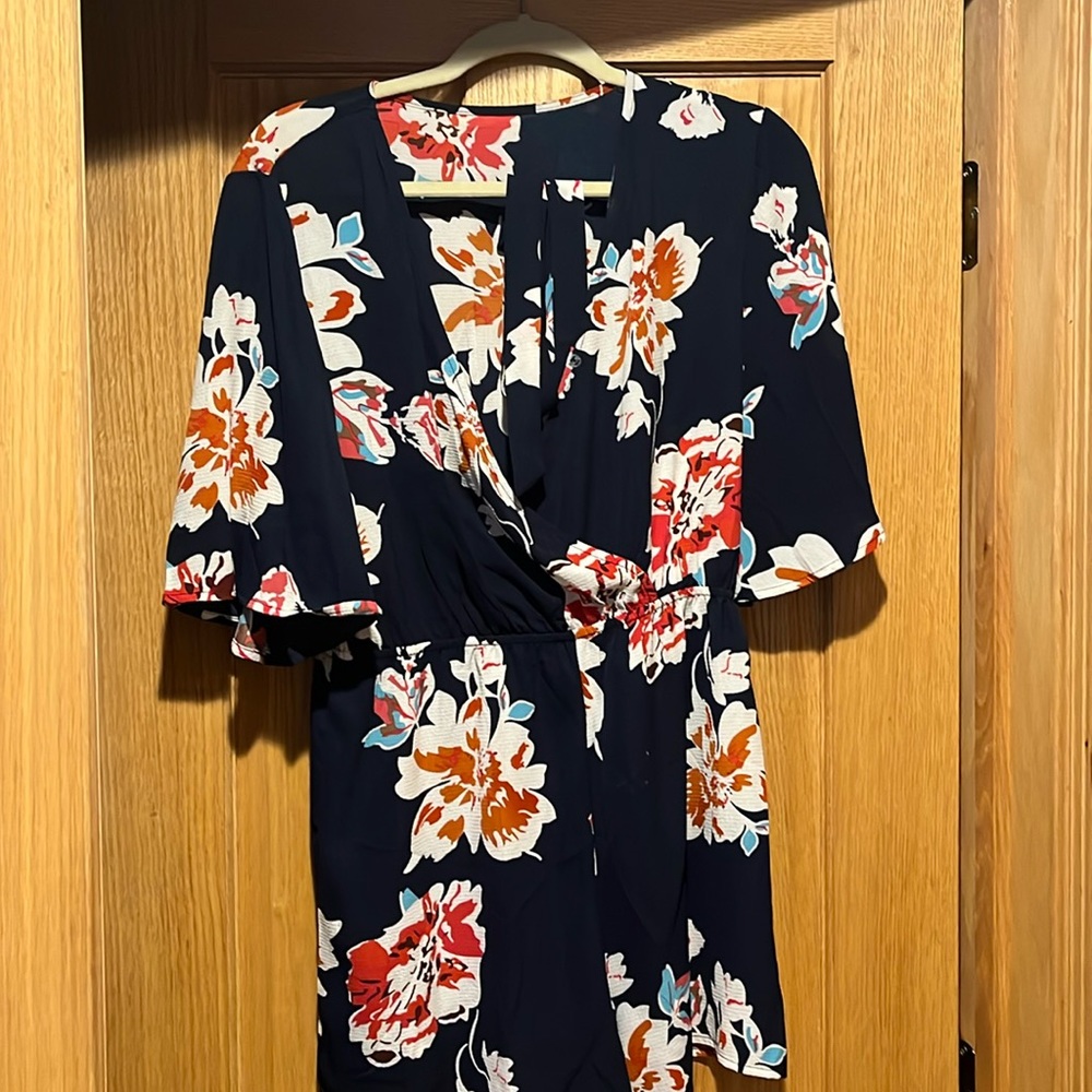 Flower Navy Blue Romper